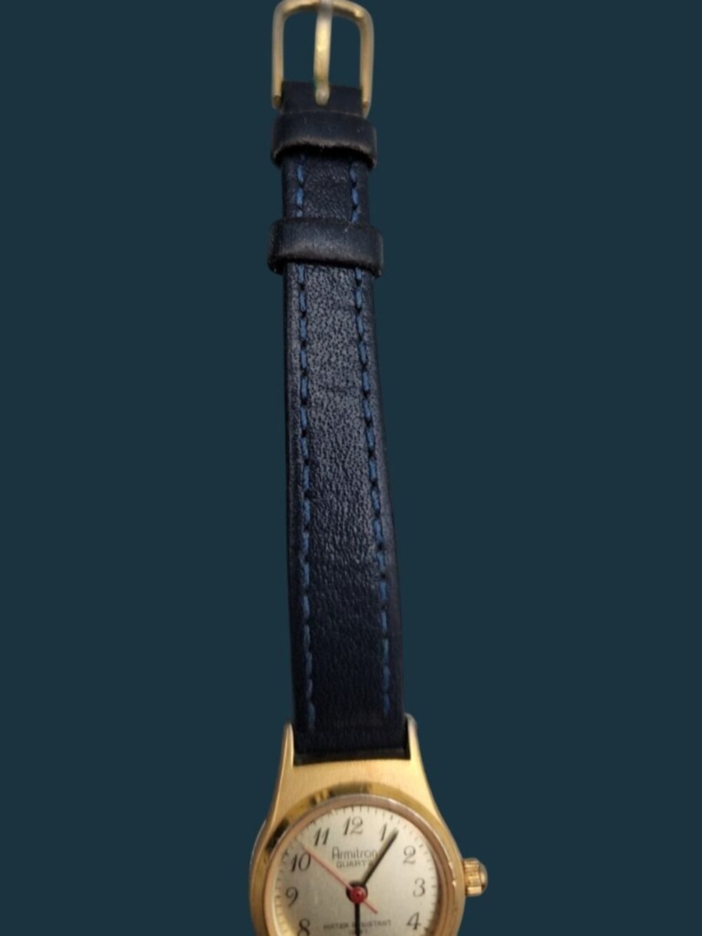 Vintage Armitron Ladies Petite Quartz Watch 6.75" Blue Leather Band 19mm - Picture 14 of 15